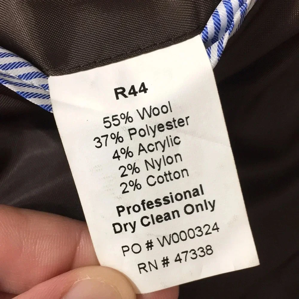 Tommy Hilfiger Brown Blue Check Sport Coat‎ Wool Blazer Mens 44 Two Button Front